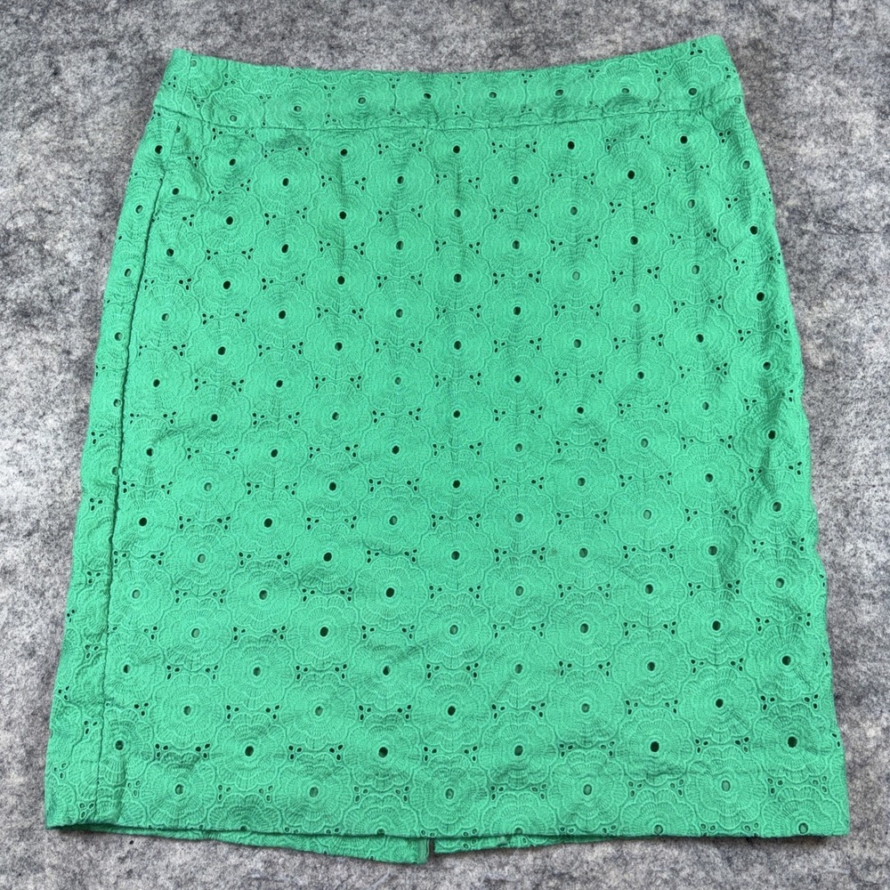 Talbots Pencil Skirt Women's 10 Crochet Green Floral Lined Knee Length Boho‎